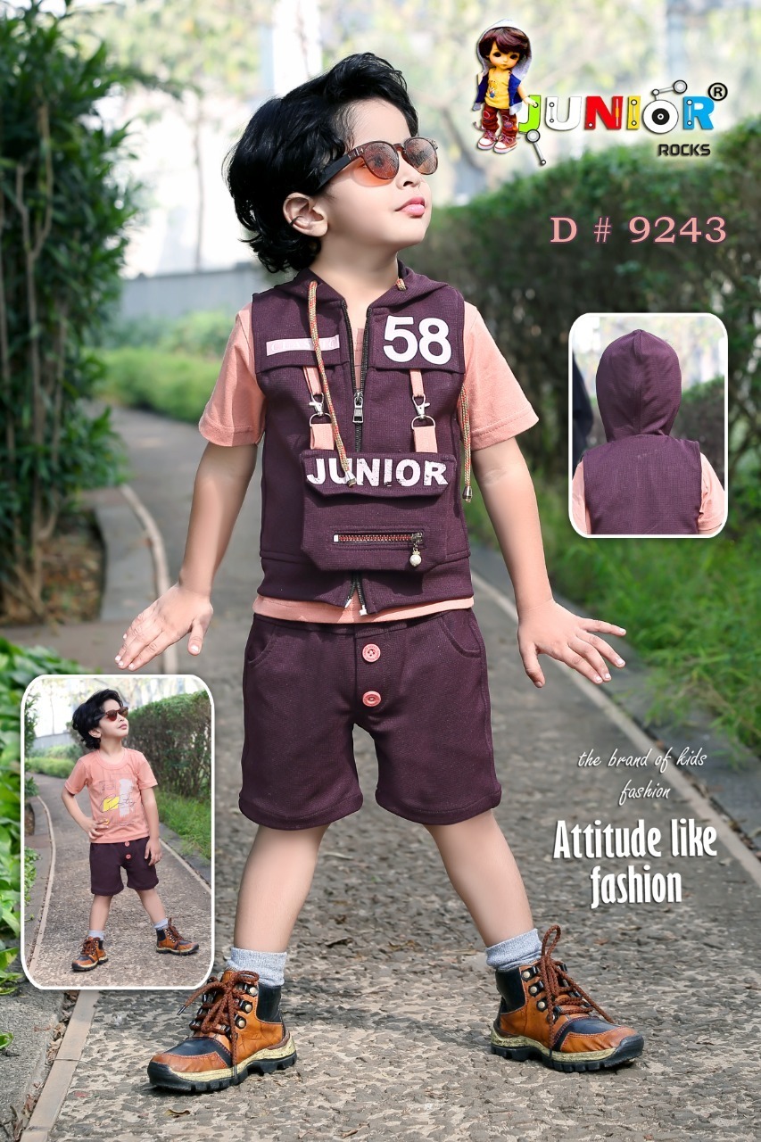 Maroon & White Baba Suit Boys Readymade